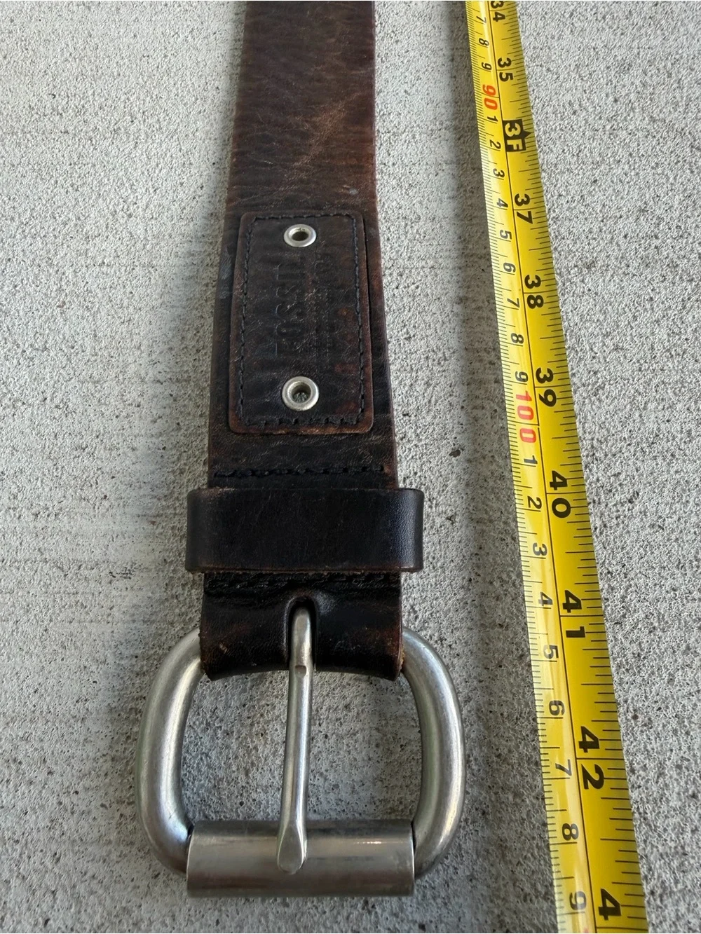 Vintage Fossil Genuine Leather Belt Brown Distressed Made in USA Size 40 Heavy